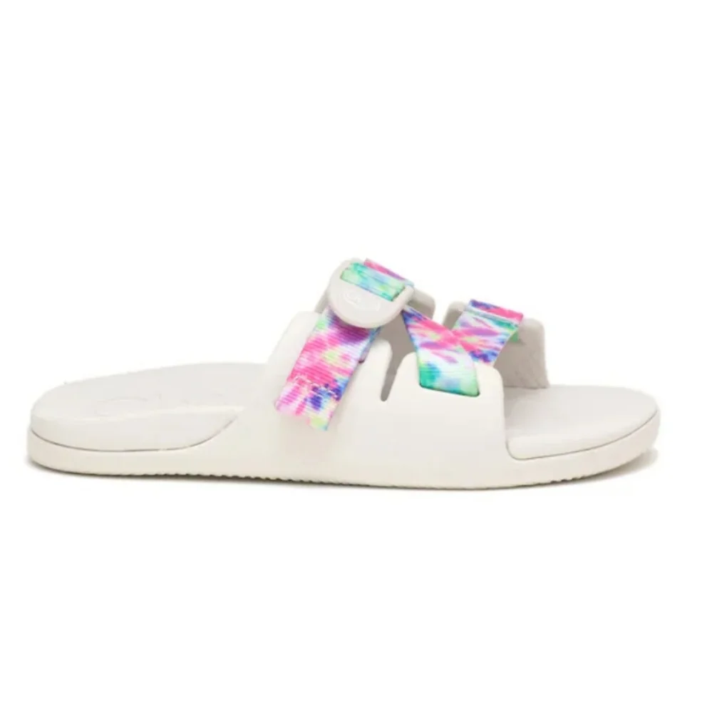 NIB Chaco Chillos Slide Sandal White And Multicolor Tie Dye Print Kids Size 4